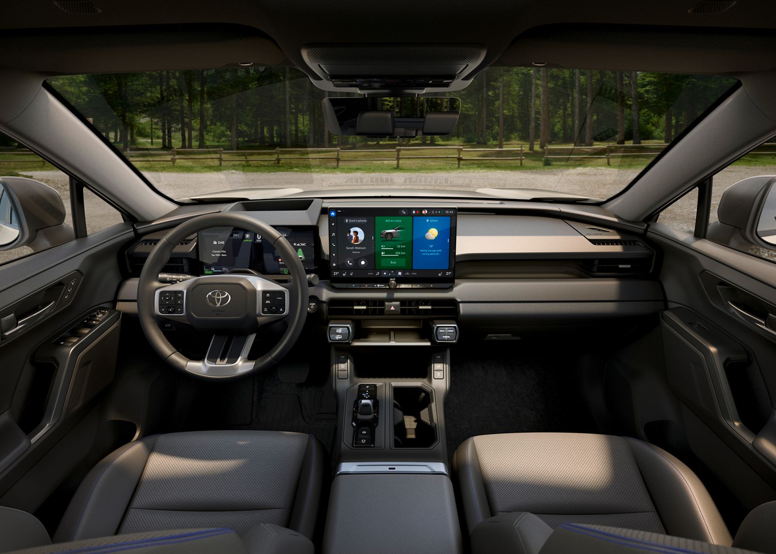 RAV4 interior showing full dashboard.